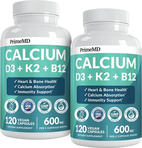 Miniatura 12 de Suplementos de calcio 4 en 1 para mujeres y hombres - Suplemento de calcio con vitamina D3 K2 5000 UI, 601 mg por porción - Sin gluten, apto