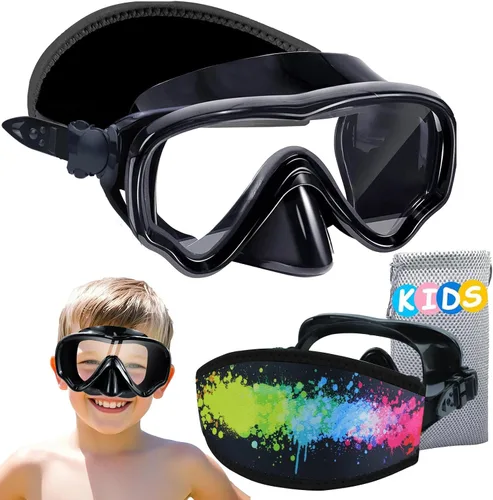 Miniatura 12 de Vvinca Gafas de natación para niños con cubierta para la nariz, antivaho, a prueba de fugas, máscara de natación de visión amplia con correa de tela