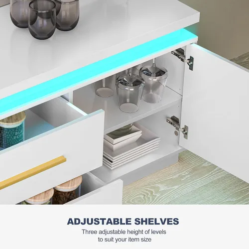 Miniatura 4 de BELLEZE Soporte de TV de 67" para TV de hasta 75", Centro de Entretenimiento Moderno con Luces LED que Cambian al Ritmo de la Música, Mesa Consola