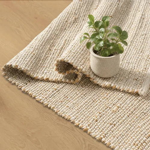 Miniatura 9 de GRUHUM Alfombra rectangular de algodón de mezcla de yute de 4 x 6 pies, tejida a mano, natural, para sala de estar, dormitorio, cocina, rústico