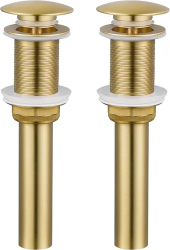 Miniatura 23 de KES Desagüe para lavabo con rebosadero, tapón emergente negro mate, paquete de 2 unidades para lavabo de tocador, tapón de drenaje de metal total