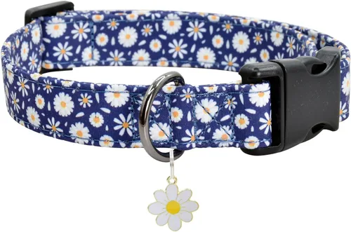 Miniatura 10 de Collar de perro con patrones de flores con accesorios, collares para perros de algodón suave para perros pequeños, medianos y grandes, hembras
