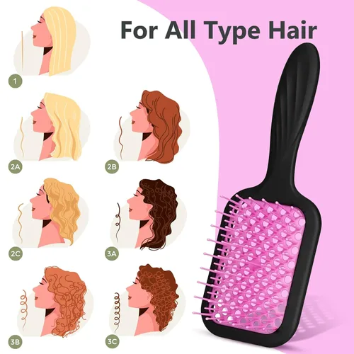 Miniatura 3 de SHINLEA Cepillo desenredante ventilado para cabello grueso y rizado, cepillo de pelo para mujer con cerdas suaves en forma de onda, cepillo Azul