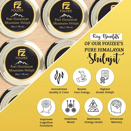 Miniatura 3 de FOUZEE Shilajit Pure Himalayan Mountains - 77% + consistencia dura auténtica de ácido fúlvico, fuente natural de ácido fúlvico, más de 85 minerales