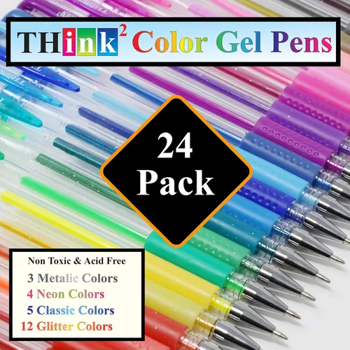 Miniatura 2 de Think2 - Juego de bolígrafos de gel de color para adolescentes y adultos. Perfecto para dibujar, diario, garabatear, álbumes de recortes