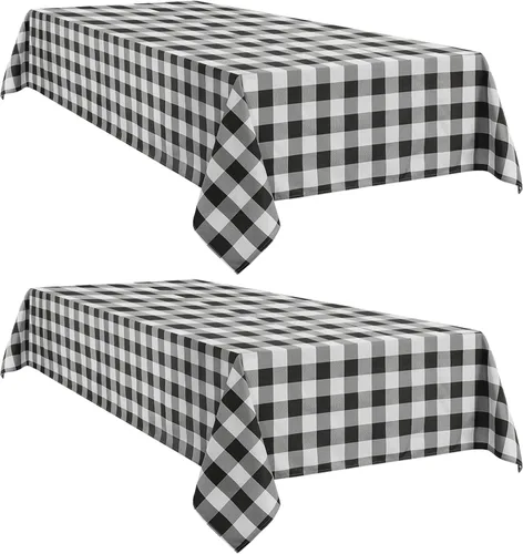 Miniatura 19 de Softalker - Mantel rectangular a cuadros, impermeable para exteriores, 54 x 120 pulgadas, mantel de búfalo a cuadros, resistente a las manchas