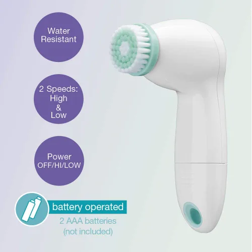 Miniatura 6 de True Glow by Conair - Cepillo de limpieza facial a pilas, limpiador facial sónico con 3 cabezales de cepillo, herramienta impermeable