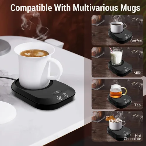 Miniatura 5 de Calentador de taza de café para escritorio, calentador eléctrico de taza de café con 3 ajustes de temperatura, calentador de café inteligente