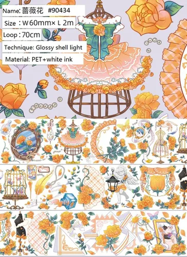 PET Hermoso Nicho Collage Materiales Flores y Plantas Cinta washi para decoración hecha a mano DIY (90434)