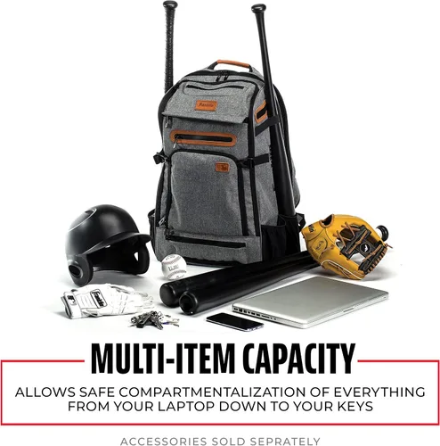Miniatura 8 de Franklin Sports Mochilas para béisbol y sóftbol + MLB + USA Softball - Bolsas de equipo para béisbol + sóftbol rápido - Mochilas para bates, Gris