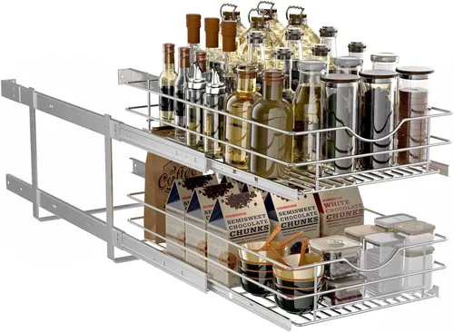 Miniatura 7 de Organizador de gabinete extraíble, (20½ pulgadas de ancho x 20 pulgadas de profundidad), cajón extraíble de cierre suave, organizador deslizante