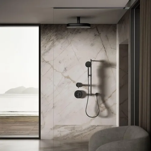 Miniatura 9 de KOHLER 26297-BL Statement™ Cabezal de lluvia oblongo, multifunción, 2.5 gpm, color negro mate