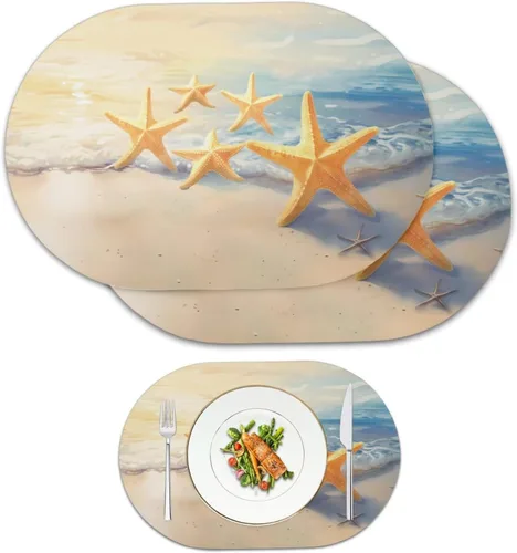 Miniatura 47 de Pumpkin Placemats Oval Placemats Set of 2 Black Cat Table Mats for Dining Tables Washable Heat Resistant Place Mats for Holiday Party Use 12X18 Inch