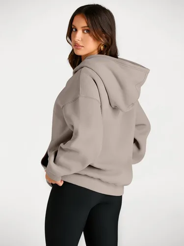 Miniatura 34 de Trendy Queen - Sudaderas extragrandes con capucha para mujer, suéteres de manga larga, sin botones, de vellón, de otoño, ropa de invierno