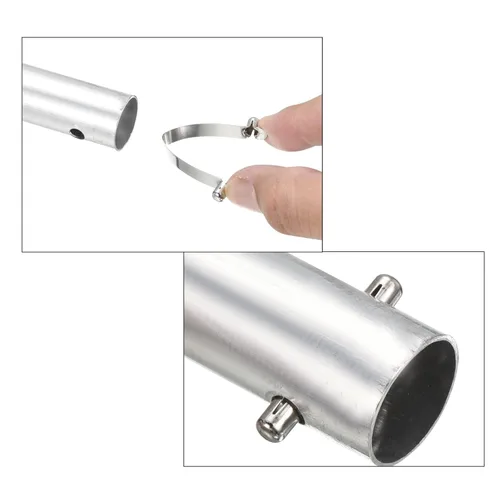 Miniatura 5 de PATIKIL Broches de remo de kayak de 0.23 x 0.23 pulgadas, paquete de 8 clips de resorte de botón de presión, tubo de bloqueo de botón hueco