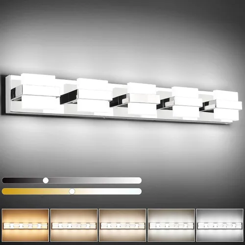 Miniatura 15 de SOLFART Lámpara de baño cromada de 3 luces, luz de tocador sobre el espejo, lámparas LED modernas, 5 colores de temperatura ajustable moderna