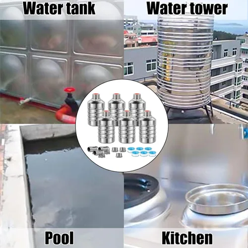 Miniatura 7 de JUXILPP - Válvula de flotador de control automático de nivel de agua, válvula de flotador de canal de agua de acero inoxidable 304 con adaptadores