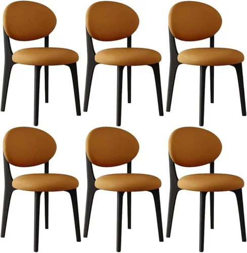 Miniatura 15 de YVYKFZD Juego de sillas de comedor, sillas de cocina de madera maciza, silla de comedor de granja con respaldo curvo, silla tapizada de cuero