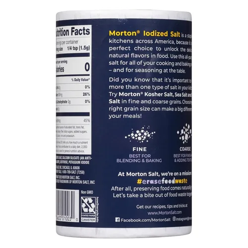 Miniatura 2 de Morton Sal yodada, todo uso, (26 onzas), paquete de 3 – multiusos, ideal para cocinar y usar en la mesa