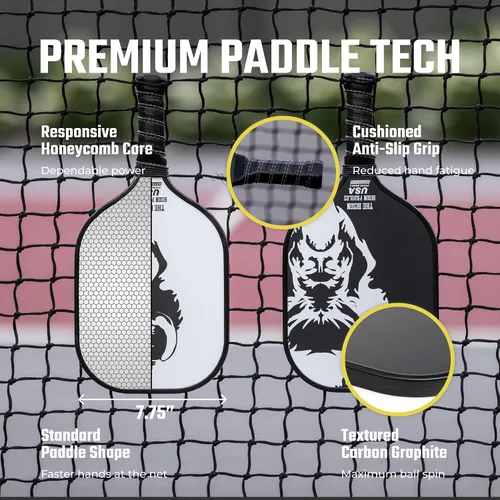 Miniatura 3 de Bison Paddles: Paletas de pickleball de grafito de carbono, raquetas ligeras de pickleball Núcleo compuesto de panal que mejora la colocación
