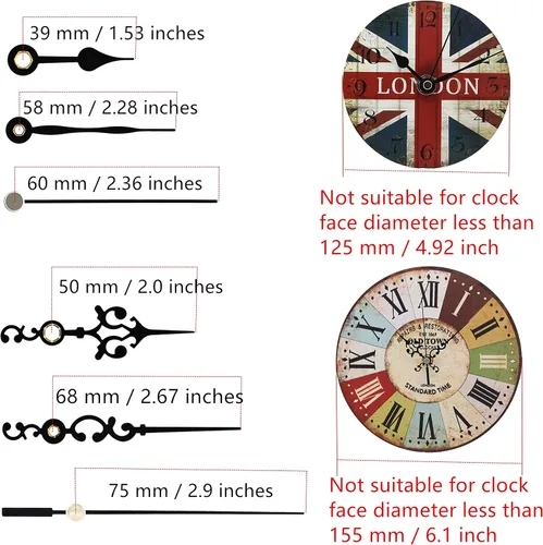Miniatura 4 de TIKROUND Youngtown 12888 - Reloj de pared de cuarzo para bricolaje, piezas de repuesto de mecanismo de movimiento de repuesto de movimiento