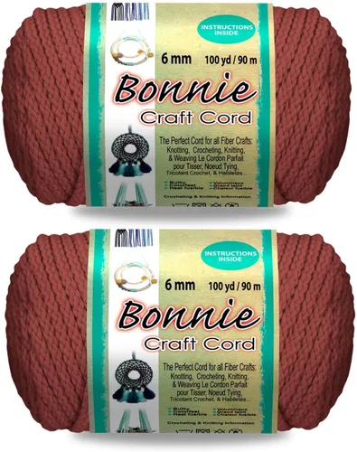 Miniatura 43 de Pepperell Bonnie Cordón de macramé trenzado 6mm x 100 yardas Rojo (Paquete de 2 valores) Cordón de polipropileno trenzado para manualidades DIY
