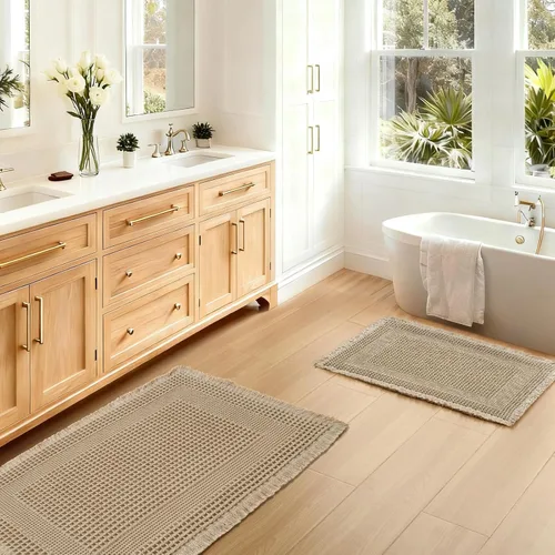 Miniatura 26 de JIUZHEN Tapete de Baño Mejorado con Diseño de Gofre Súper Absorbente Tapetes de Baño Antideslizantes Alfombras de Baño Lavables a Máquina de Secado