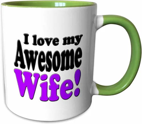 Miniatura 8 de 3dRose evadane – Funny Quotes – I Love My Awesome esposa, púrpura, – Tazas, Blanco White