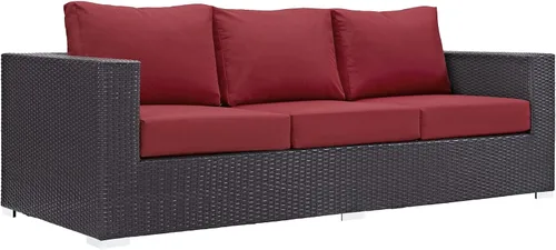 Miniatura 6 de Modway Sofá de mimbre para patio al aire libre Convene en color beige espresso