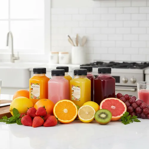 Miniatura 5 de TOMNK 6 botellas de plástico de 8 onzas con tapas, botellas transparentes vacías reutilizables con etiqueta, embudo y cepillo, recipientes