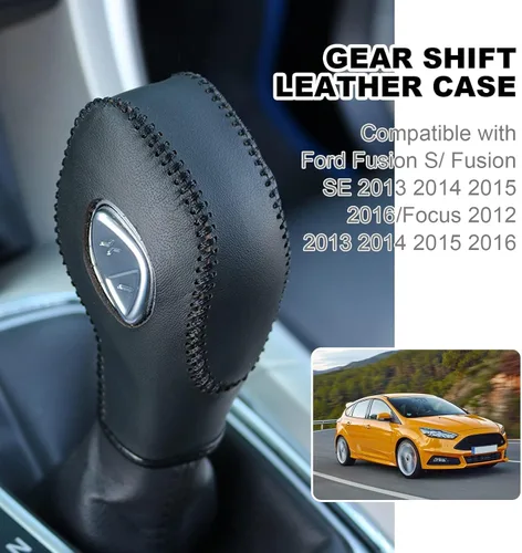 Miniatura 3 de EATAKWARD Funda de palanca de cambios de fibra de carbono PU para Ford Focus 2012 2013 2014 2015 2016/Ford Fiesta 2014 2015 2016/Ford Fusion S/Ford