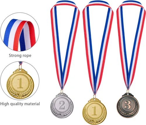 Miniatura 4 de favide 96 medallas de oro y plata de bronce, medallas ganadoras de premios de oro y plata para competiciones, fiestas, estilo olímpico, 2 pulgadas