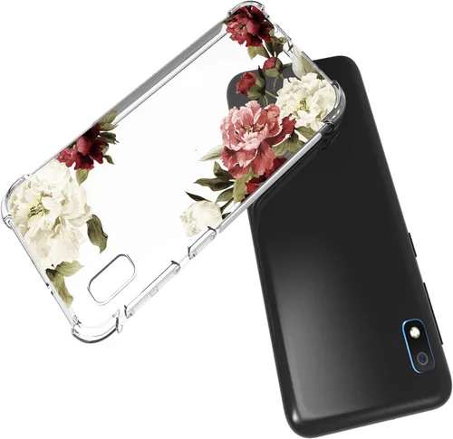 Miniatura 3 de Funda para Galaxy A10E, funda para teléfono Galaxy A10E con flores, delgada a prueba de golpes, patrón floral transparente, suave, flexible, TPU