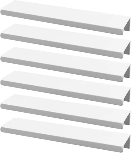 Miniatura 24 de Tiradores negros de 3.94 pulgadas para gabinete, 6 unidades, espacio entre agujeros de 2.52 pulgadas, tiradores de borde de aleación de aluminio
