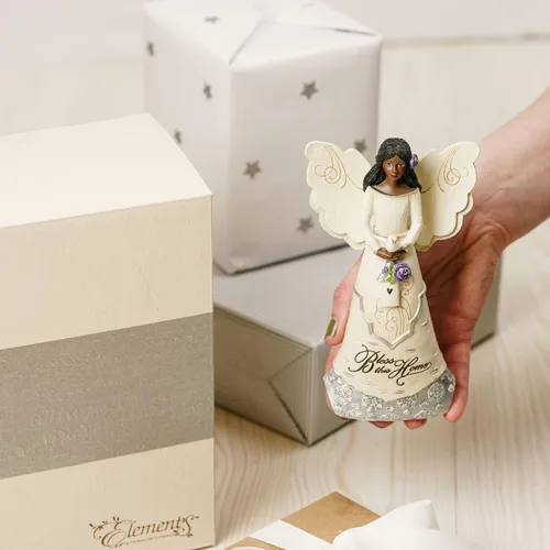 Miniatura 7 de Pavilion Gift Company 82433 Bless This Home - Figura de ángel ébano de 6 pulgadas, color crema