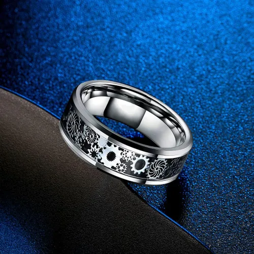 Miniatura 6 de THJEW Anillo de carburo de tungsteno para hombre de 0.315 in (0.315 in), anillo de carburo de tungsteno, punk, gótico, motociclista, cóctel, fiesta