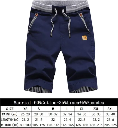 Miniatura 2 de Tansozer - Pantalones cortos para hombre estilo casual corte clásico con cordón pantalones cortos de playa de verano con cintura elástica y bolsillos