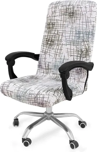 Miniatura 22 de Smiry - Fundas elásticas impresas para silla de oficina de computadora, fundas para sillas giratorias universales de escritorio, extraíbles, Negro