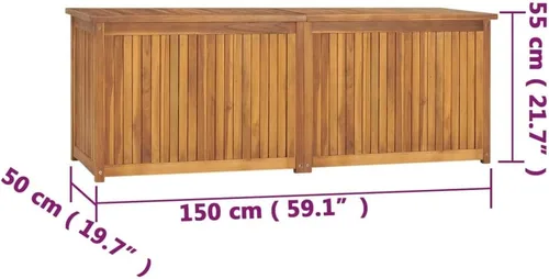 Miniatura 9 de Banco de almacenamiento de madera maciza para exteriores, caja de almacenamiento de madera maciza de teca para jardín, caja de almacenamiento