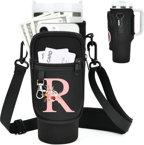 Miniatura 36 de Initial Water Bottle Holder with Strap for Stanley Cup Accessories 40 oz/Simple Modern Tumbler, Birthdays for Women Girls, Water Bottle Carrier Bag