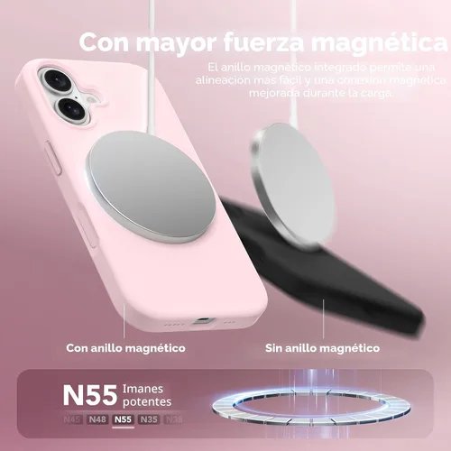 Miniatura 2 de GONEZ Funda magnética para iPhone 16, compatible con MagSafe, [protector de pantalla + protector de lente de cámara], funda protectora de silicona