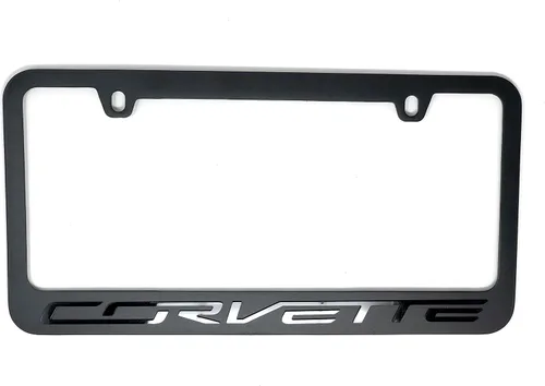 Miniatura 2 de Marco de placa de matrícula C7 Corvette Stealth - Negro con escritura Corvette negra