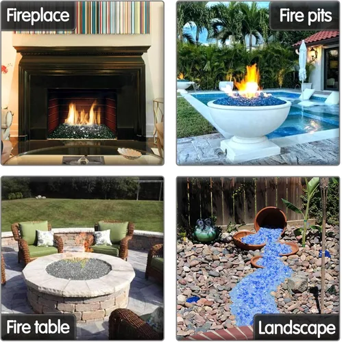 Miniatura 7 de GRISUN Cuentas de vidrio de mezcla de 1/2 pulgada para hoguera – Vidrio redondo reflectante de 10 libras, decorativo para chimenea natural