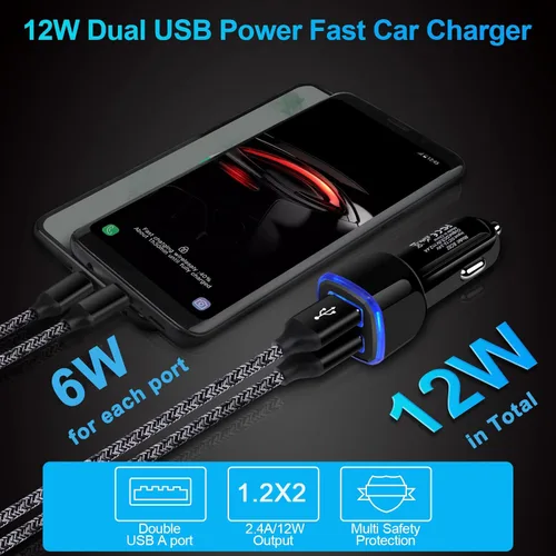 Miniatura 3 de Cargador de coche para iPhone, 5 unidades de 2.4A 12 V, adaptador USB para iPhone 17 16e 16 15 14 13 12 11 SE XR XS X 8 7 6, Samsung Galaxy S25 S24