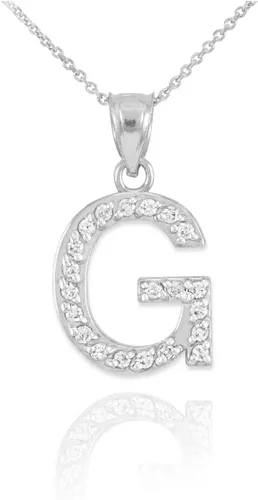 Miniatura 6 de Claddagh Gold . Collar con colgante de letra inicial de plata de ley 925 con circonita cúbica - Elección de tamaños