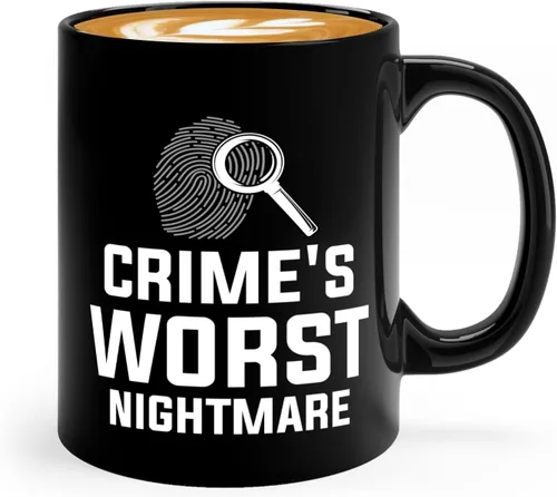 Taza de café detective de 11 onzas, color negro, crimes peor pesadilla, oficial de policía, patrulla policial, detective, policía, policía, policía,