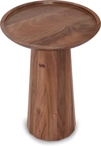 Miniatura 6 de SIMPLIHOME Dayton - Mesa auxiliar redonda de madera de acacia maciza de 13 pulgadas de ancho, estilo contemporáneo en color marrón claro, coñac claro