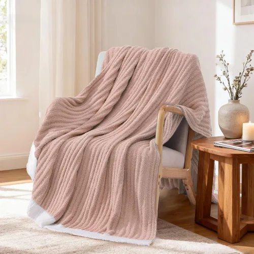 Miniatura 56 de WRENGONGE - Manta a rayas de color caqui, suave, acogedora, mullida, cálida, para sillón, sofá, cama o viajes, ligera, 50 x 70 pulgadas, regalo