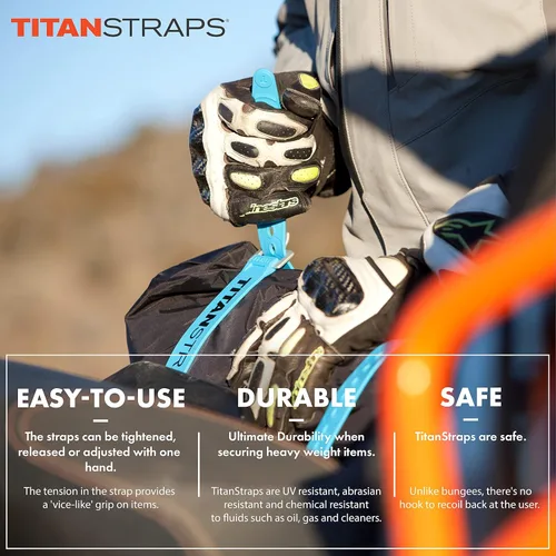 Miniatura 5 de Titan Utility Straps - Correas de tensión fáciles de usar y fiables para asegurar bicicletas y motocicletas, esquís, mangueras de jardín, Verde lima