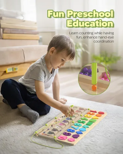 Miniatura 2 de Airbition Juguetes Montessori de 3 años en adelante, laberinto magnético de color y números, clasificación de formas para niños pequeños